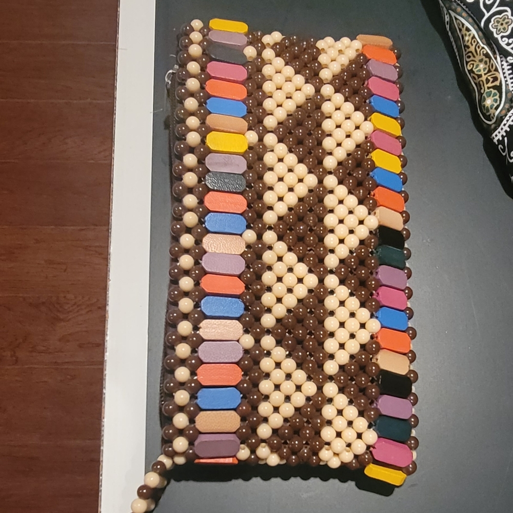 Multi colored beaded purse